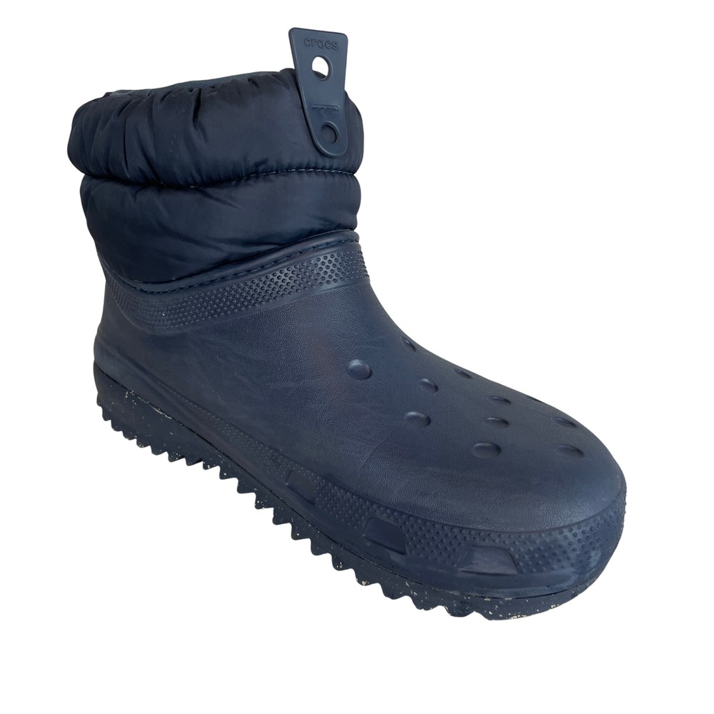Crocs Classic Neo Puff Shorty Boot Navy Blue Faux Fur Lined‎ 207311 Womens 10